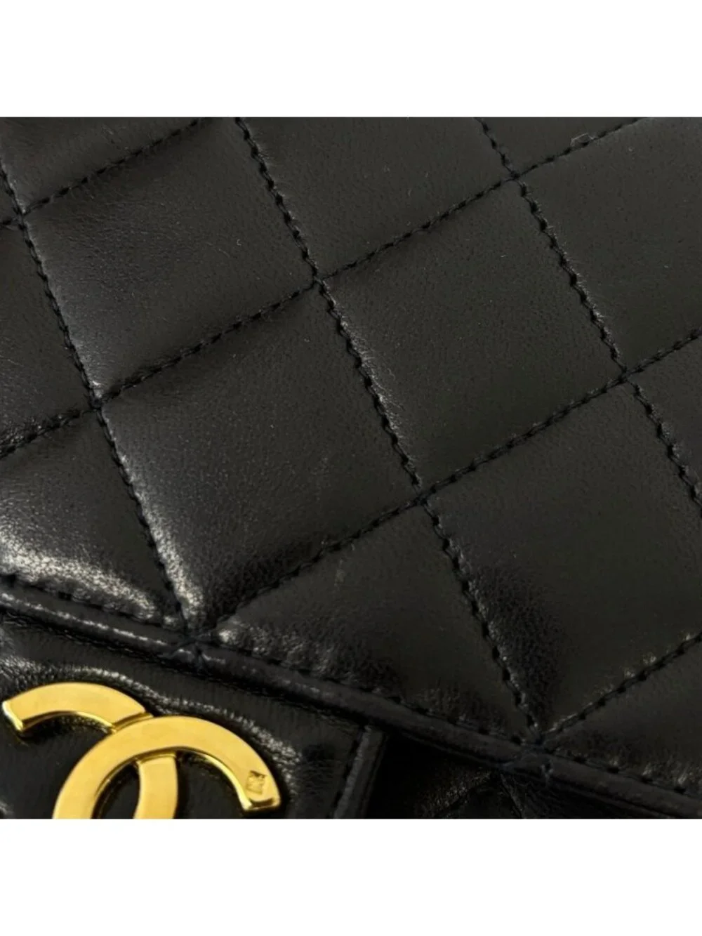 Chanel Quilted Lambskin Single Flap Chain Shoulder Bag Black